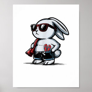 Affiche Plage Lapin Bunny Beach Goer été
