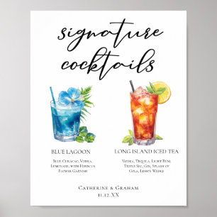 Affiche Plage Mariage Signature Cocktails Menu