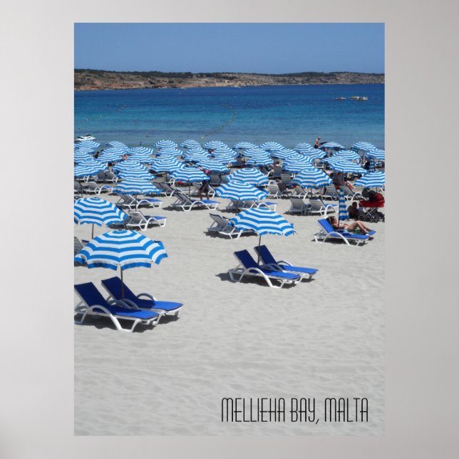 Affiche Plage Mellieha Bay à Malte (Devant)