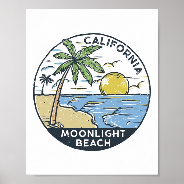 Affiche Plage Moonlight San Diego Californie (Devant)