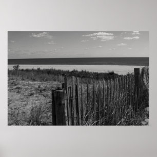 Affiche Plage noire et blanche de New Jersey