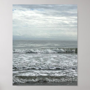 Affiche Plage Ocean Water Sky Blue White Grey Wave Coastal