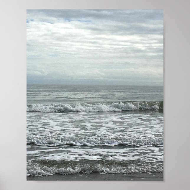 Affiche Plage Ocean Water Sky Blue White Grey Wave Coastal (Devant)