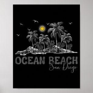 Affiche Plage Océanique San Diego Californie Filles Vintag