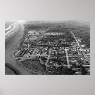 Affiche Plage Pacifique, WA - photographie de vue aérienne