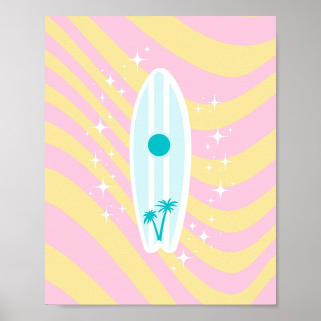 Affiche Plage, Plage Art, Vibes tropicales, Preppy (Devant)