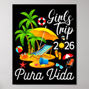 Affiche Plage pura vida costa rica été tropical filles