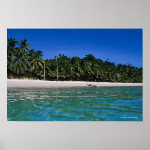 Affiche Plage, radeau dans une distance