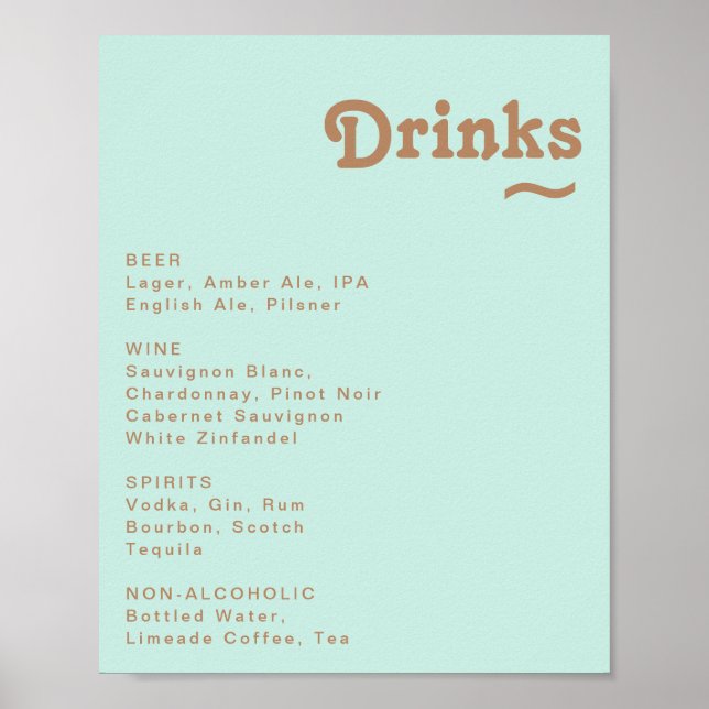 Affiche Plage Rétro | Panneau de Menu de Boissons de Maria (Devant)