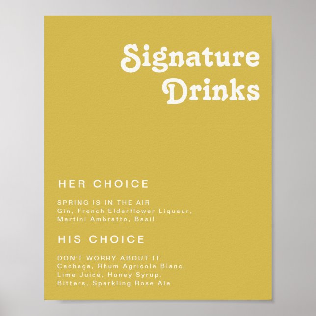 Affiche Plage Retro | Signature Gold Boissons Signer (Devant)