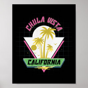 Affiche Plage Rétro Vaporwave Chula Vista Californie