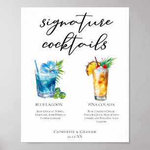 Affiche Plage Signature Cocktails Menu Mariage