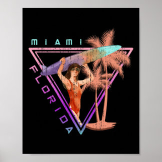 Affiche Plage sud Surf Miami Vacances d'été F