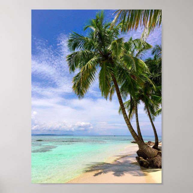 Affiche Plage Tropical Water Palm Tree Island (Devant)