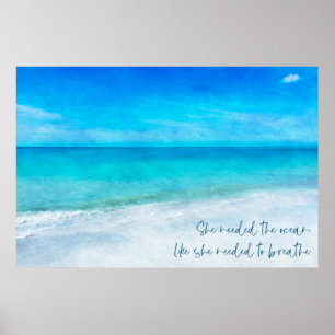 Affiche Plage tropicale à Turquoise Aqua Turquoise Blue Qu