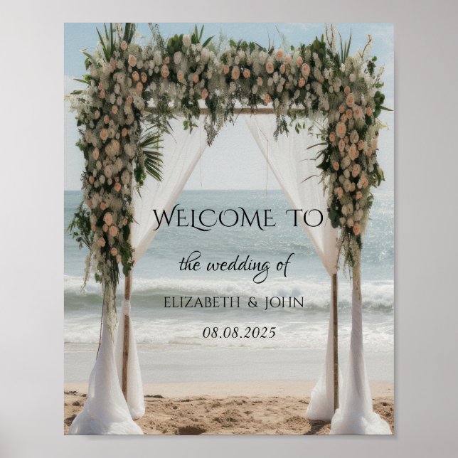Affiche Plage tropicale Arbor floral (Devant)