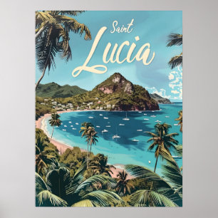 Affiche Plage tropicale de Sainte-Lucie