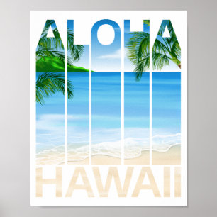 Affiche Plage tropicale des îles Aloha Hawaii