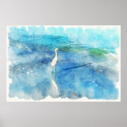 Affiche Plage tropicale en Turquoise Aqua Turquoise Blue a