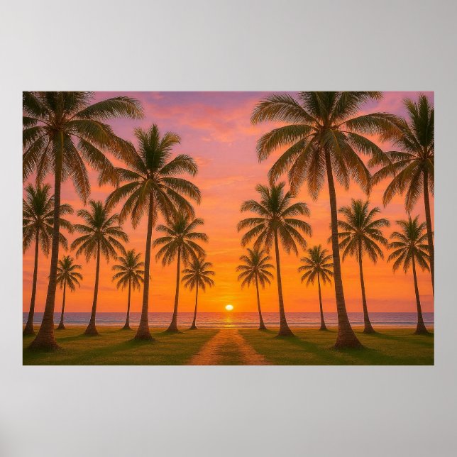 Affiche Plage tropicale Golden Orange Sunset (Devant)
