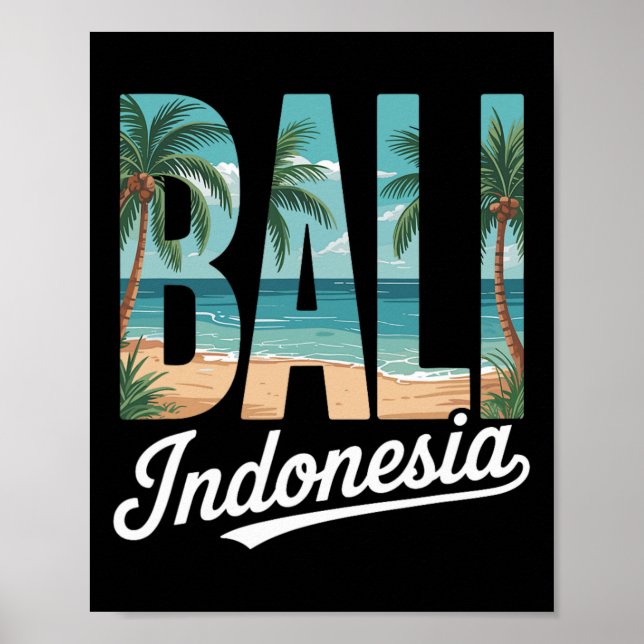 Affiche Plage tropicale indonésienne Palmiers et océan A (Devant)