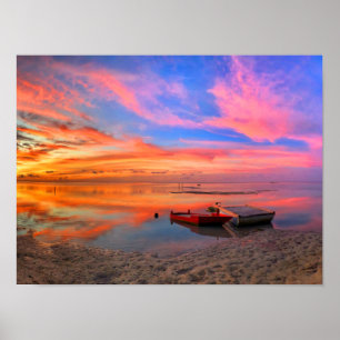 Affiche Plage tropicale Sunset Ocean Beach