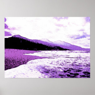 Affiche Plage Twilight en violet et violet
