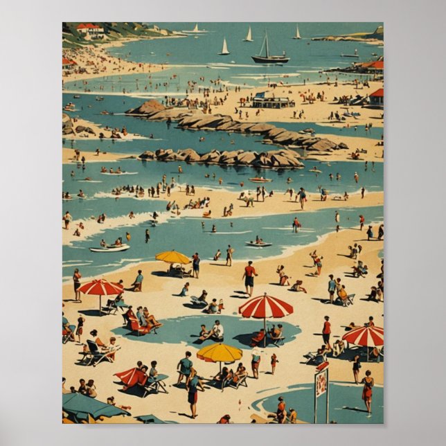 Affiche Plage vintage (Devant)