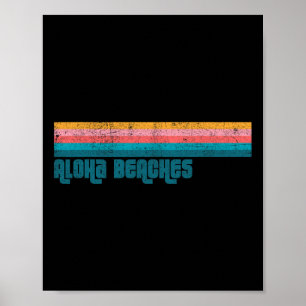 Affiche Plage vintage Aloha Beach Été Retro Stripe Wo