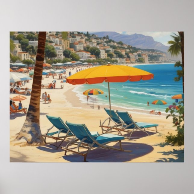 Affiche Plage vintage Côte d'Azur (Devant)