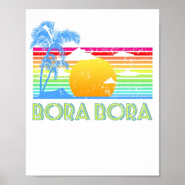 Affiche Plage vintage de Bora Bora (Devant)