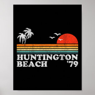 Affiche Plage vintage de Huntington Beach Californie Surf