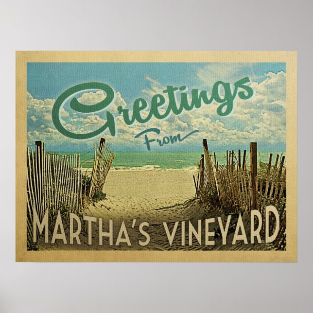 Affiche Plage vintage de Martha's Vineyard (Devant)