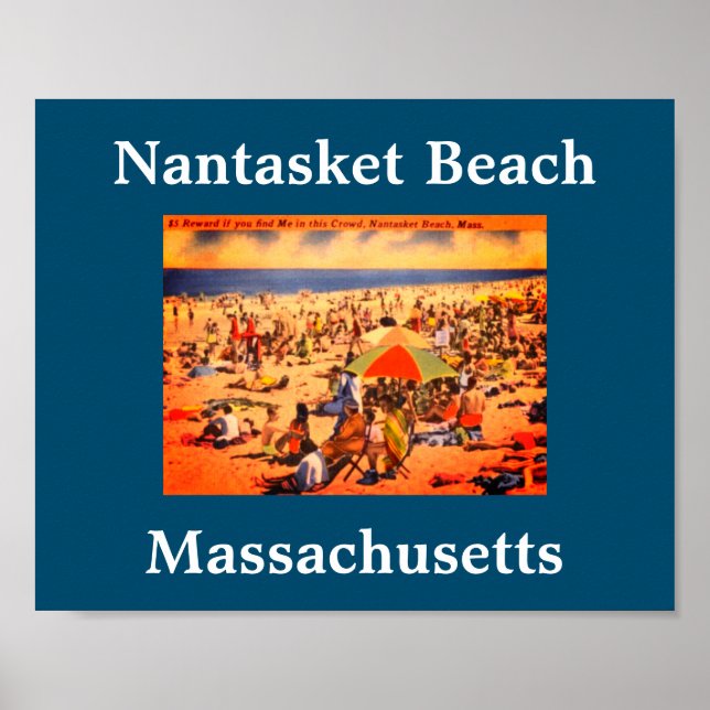 Affiche Plage vintage de Nantasket, Massachusetts (Devant)