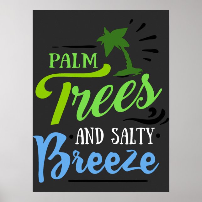 Affiche Plage vintage de Palm Tree (Devant)