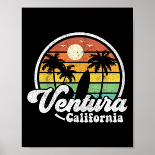 Affiche Plage vintage de Ventura Californie Ca Surf Rétro