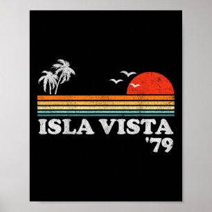 Affiche Plage vintage Isla Vista Californie Surf rétro
