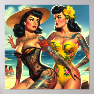 Affiche Plage Vintage tatouée