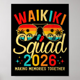 Affiche Plage Waikiki Hawaï vacances d'été voyage en famil