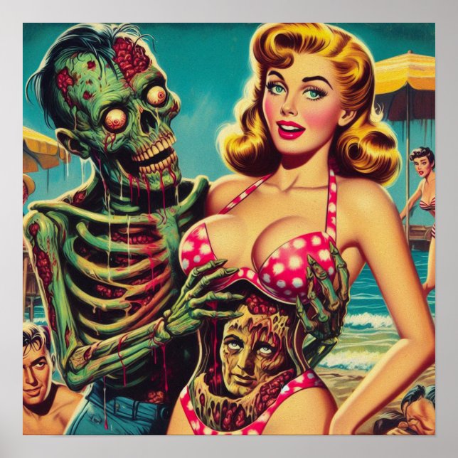 Affiche Plage Zombie fille (Devant)
