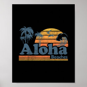 Affiche Plages Aloha Hawaï Vintage Plage Surf Rétro H
