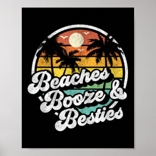 Affiche Plages Booze Et Besties Drôle Retro les années 70 