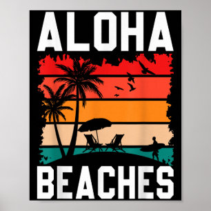 Affiche Plages d'Aloha Retro Beach Vacances Été Citation W