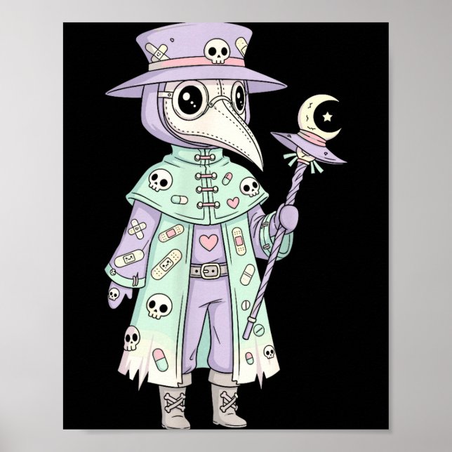 Affiche Plague Doctor Gothic Pastel Cute Moth Face Mask Oc (Devant)