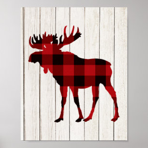 Affiche Plaid Moose Art Décor Lumberjack Party