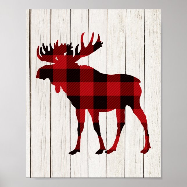 Affiche Plaid Moose Art Décor Lumberjack Party (Devant)