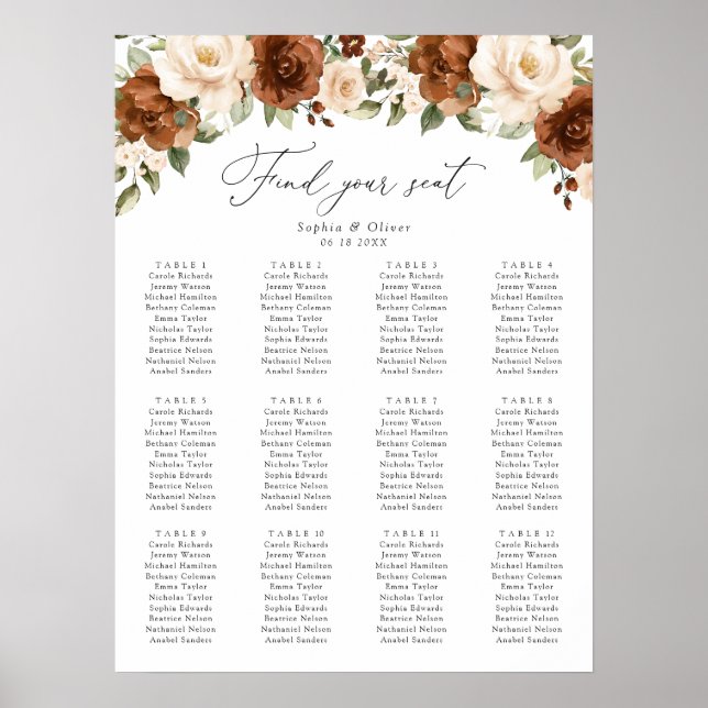 Affiche Plaie de rouille florale Plante de verdure Mariage (Devant)