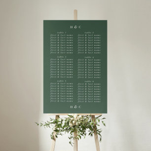 Affiche Plain Modern Greenery Wedding Seating Chart