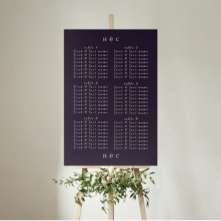 Affiche Plain Modern Purple Wedding Seating Chart