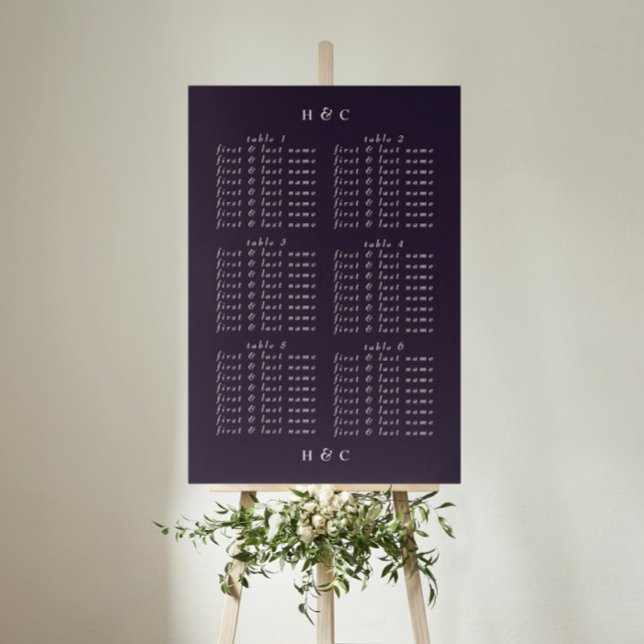 Affiche Plain Modern Purple Wedding Seating Chart (Créateur téléchargé)